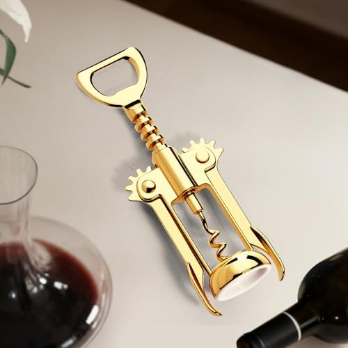 Gold Wine Opener, Zinc Alloy Premium Wing Corkscrew with