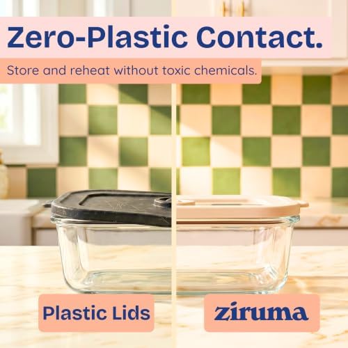 Glass Food Containers with Lids, 4-Pack, 35 oz