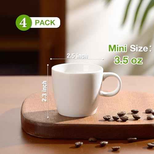 Hlukana Porcelain Espresso Cups Set of 4, 3.5 oz Small Coffee Mugs