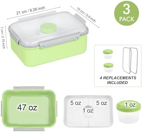 47oz Salad Lunch Container To Go, 3 Pack Salad Bowls Bento Lunch Boxes