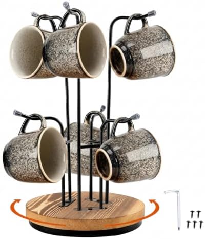 Mug Holder Tree, 360° Rotating Large Coffee Cup Rack, Cup Holder Stand