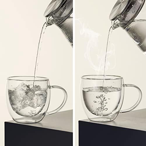 CNGLASS 5oz Espresso Mugs (Set of 4),Double Wall Insulated Glass