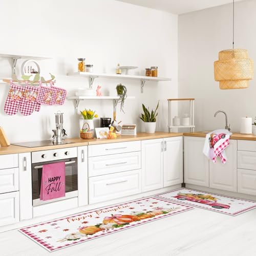 Fanfanwin 10-Piece Fall Pumpkin Kitchen Decor Set, Pink