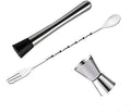 Stainless Steel Cocktail Muddler, Mixing Spoon, Jigger Set, Bar Tool