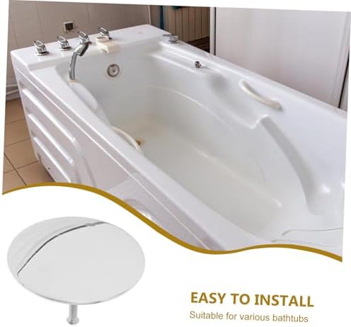 Bathtub Drain Stopper with Overflow Cover, Copper Silver Plug