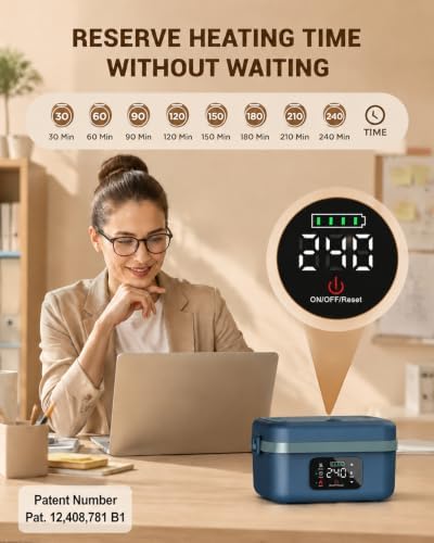 Heated Lunch Box for Adults with 4.3-Cup Steel Container