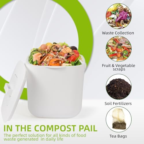 1.85 GAL/7L Kitchen Pail with Handle, Countertop Kitchen Bin