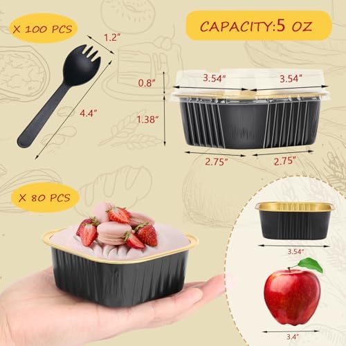LNYZQUS 5oz Mini Cake Tins with Lids, Individual Brownie Pans 80 Pack