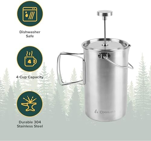 Coghlan's 32 oz Stainless Steel French Press Coffee Maker
