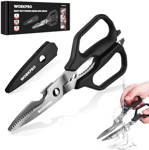 WORKPRO Kitchen Scissors, All Purpose Kitchen Shears Titanium Coated