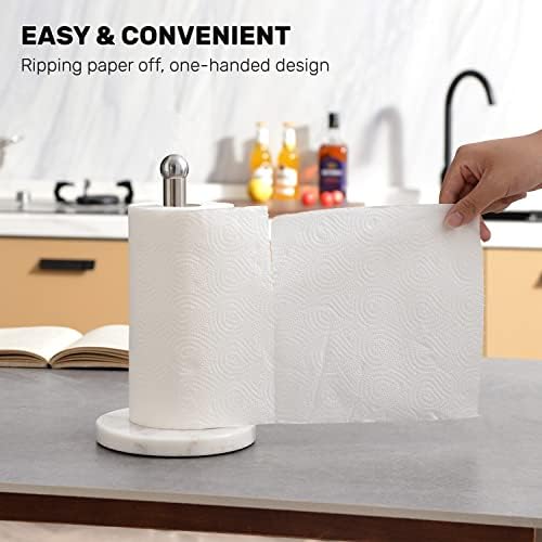 Paper Towel Holder with Marble Base, Brushed Nickel