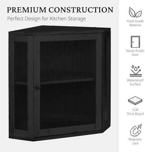 BRONYPRO Corner Bread Box for Kitchen Countertop, Extra Large 2-Tier Bamboo Bread Box with Adjustable Shelfr(Extra Large Black)