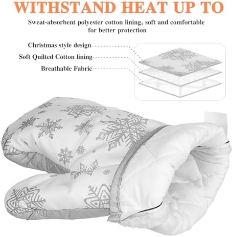 Hemoton Christmas Kitchen Towels and Pot Holders Oven Mitts Snowflake