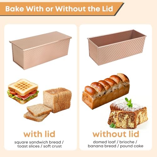 Pullman Loaf Pan with Lid Set of 3, Aluminized Steel 4/8.4/13 Inch