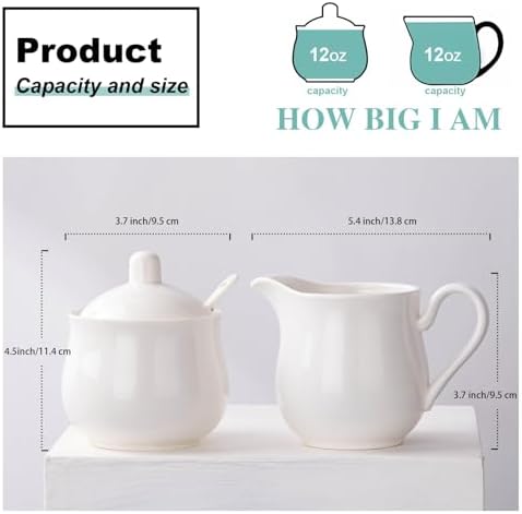 12 OZ Ceramic Sugar and Creamer Set (White)