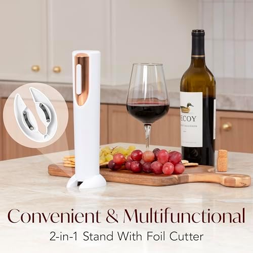 Electric Wine Opener Battery Operated with Stand and Built-in Foil
