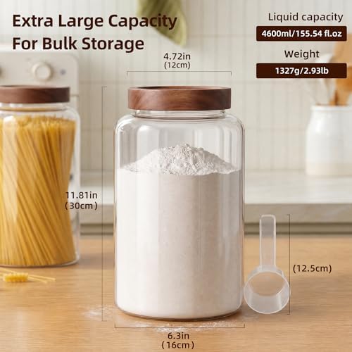 Joypeace 2 Pack 1.2 Gallon Large Glass Jars with Airtight Screw-On