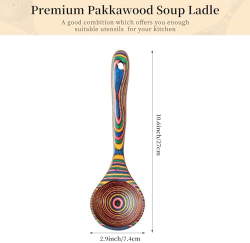 Gudamaye Pakkawood Rainbow Deep Soup Ladles,Pakkawood Ladle,10.6 inch