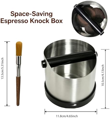 Espresso Knock Box, Stainless Steel, 10 Espresso Pucks, 700ml