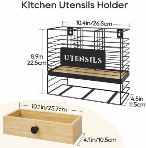 THYGIFTREE Kitchen Utensil Holder for Countertop, 2-in-1 Utensil
