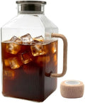 1 Gallon Glass Iced Tea Pitcher with Lid Fridge Square Water Juice