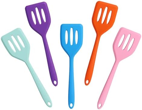 5 Pcs Small Silicone Spatula, Mini Slotted Turner for Egg, Pancake