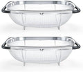 2 Pack Over-the-Sink Oval Colander, Stainless Steel, 6 Quart