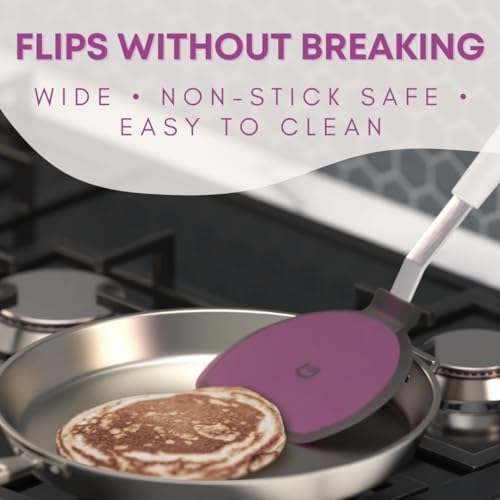 Wide Pancake Spatula Flipper, Silicone Turner for Griddle & Nonstick