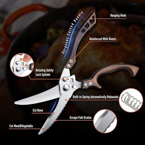 Dream Reach Heavy Duty Poultry Shears, Serrated Spring Loaded Kitchen