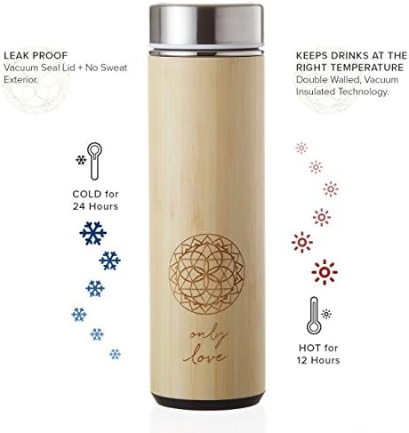 Sacred Lotus Love Insulated Bamboo Tea Travel Tumbler with Infuser