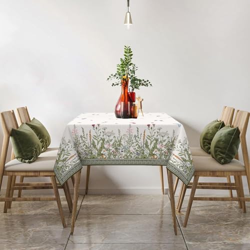 Square Tablecloth 70 x 70 Inch, Stain Resistant Wrinkle Free Card