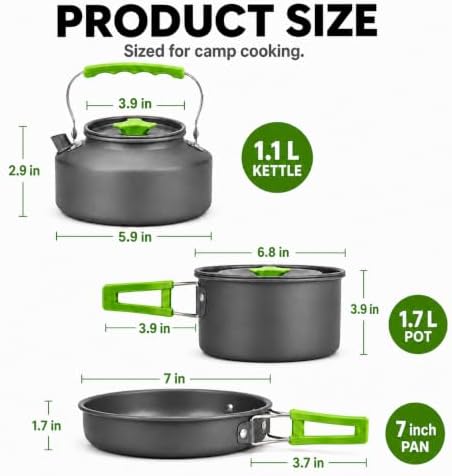 MalloMe Camping Cookware Mess Kit for Backpacking Gear – Camping