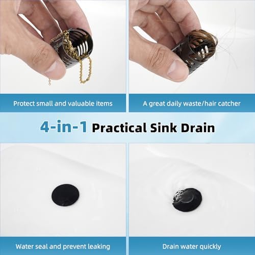 Universal Bathroom Sink Drain Strainer, Matte Black