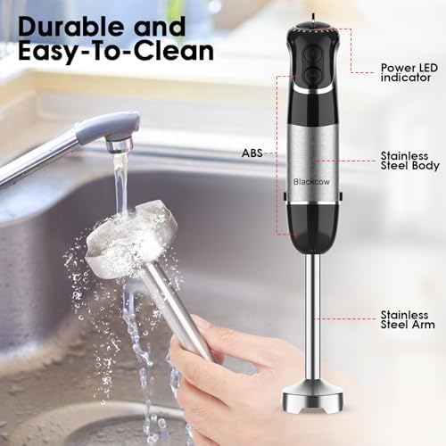 Blackcow Corded Immersion Blender Handheld for Kitchen,Stainless Steel