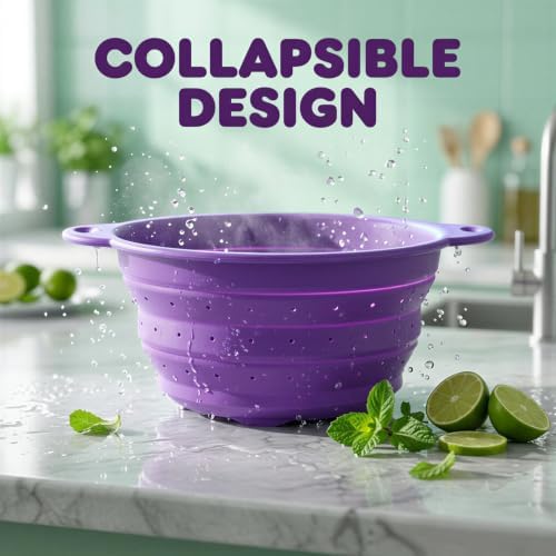 Silicone Strainer with Dual Handles, Heat-Resistant Collapsible