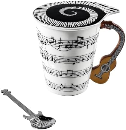 Guitar Novelty Mug Unique Musical Gift Coffee Cup with Cool Music