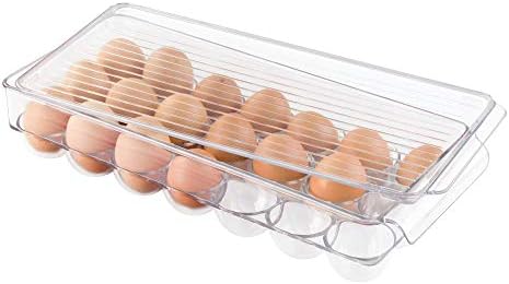 iDesign Clear Plastic Egg Holder for Fridge, 21 Egg
