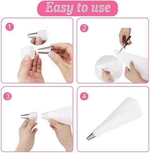 Reusable Piping Bags and Tips Set - 16inch Pastry Bags for Cake