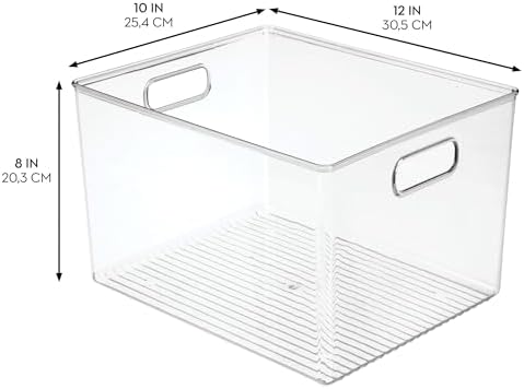 iDesign Clear Storage Bin, 12" x 10" x 8"