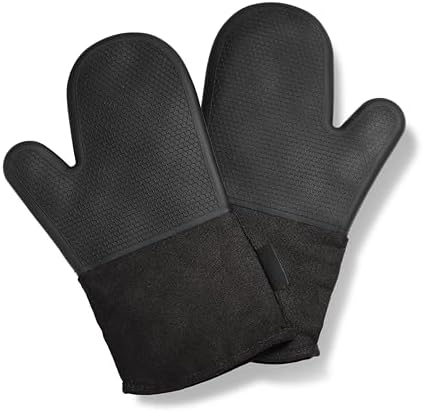 HexClad Silicone Oven Mitts, 2-Pack, Black