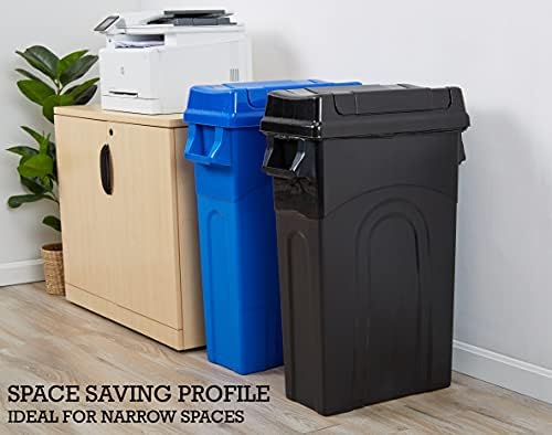 United Solutions 23 Gallon Black Plastic Swing-Lid Waste Container