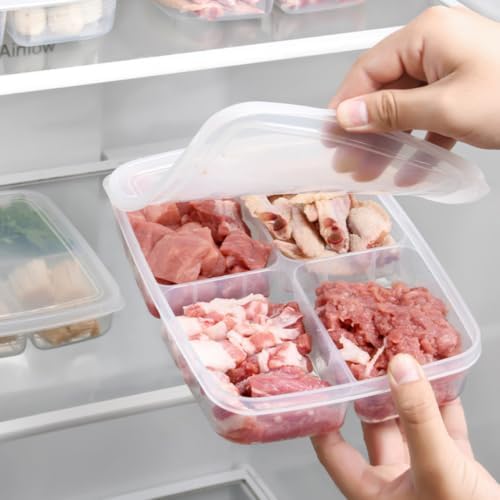2pcs Fridge Compartment Box, PP Divided Storage Container with Lid