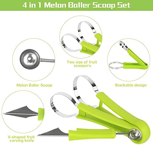 14 Pack Melon Baller Scoop Set - 4 in 1 Stainless Steel Fruit Tool Set