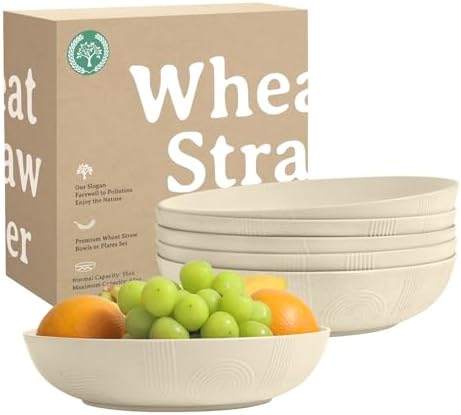 Homienly 65 oz Large Salad Bowls Wheat Straw Big Bowls 10 inch Serving