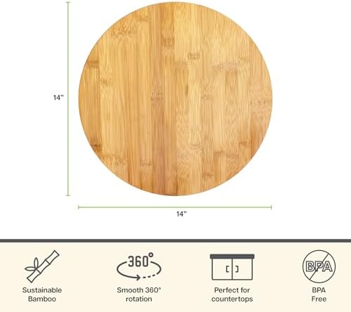 TB Home 14 Inch Bamboo Lazy Susan Turntable for Kitchen & Table Top