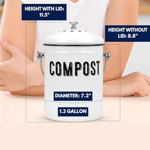 Granrosi Compost Bin, 1.3 Gallon, 3 Charcoal Filters