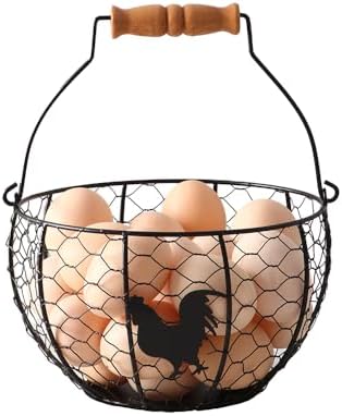 Fresh Egg Collecting Basket, Metal, With Handle