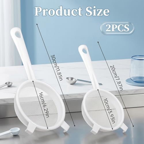 2 Pcs Double Ear Kefir Strainer Set with Handle Plastic Strainer for