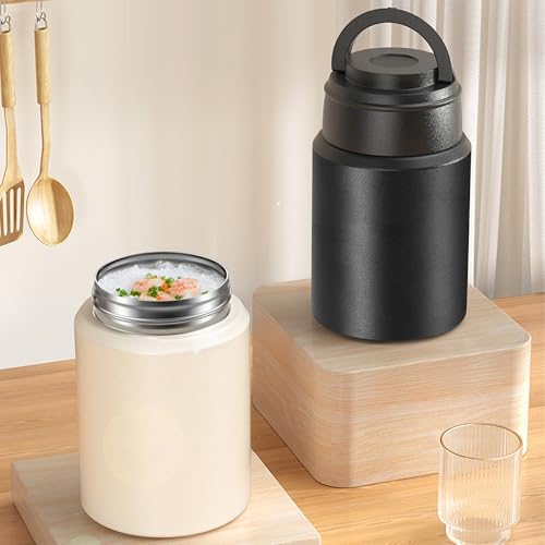 Insulated Vacuum Food Jar with Spoon, 18oz, White