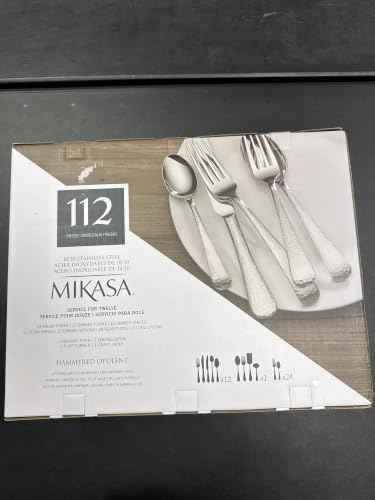 Mikasa Hammered Opulent Flatware Set, 18/10 Stainless Steel, 112-Piece